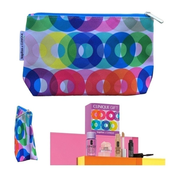 Nwot kapitza x CLINIQUE Multi Circle Print Cosmetic Bag - Picture 14 of 14